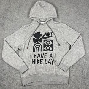 Nike Sportswear French Terry Pullover Hoodie Mens M Grey Style Dq4171